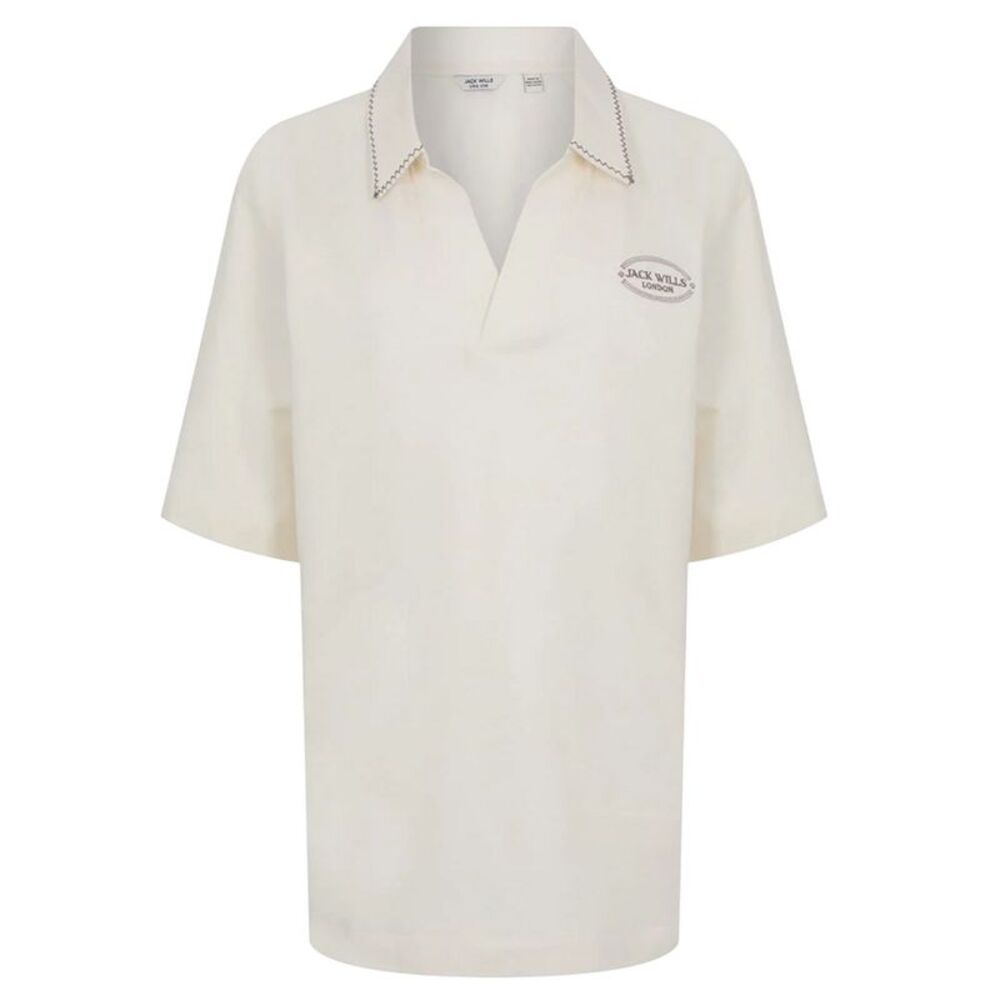 Jack Wills Womens/Ladies Baggy Short-Sleeved Polo Shirt / Vintage White